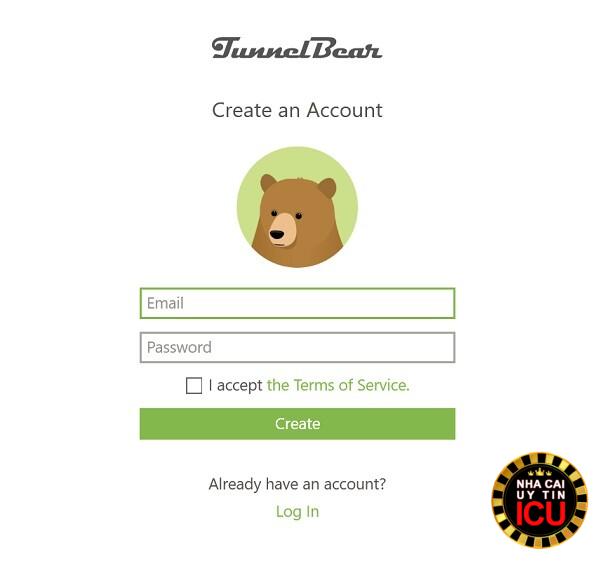 TunnelBear yêu cầu bạn tạo tài khoản